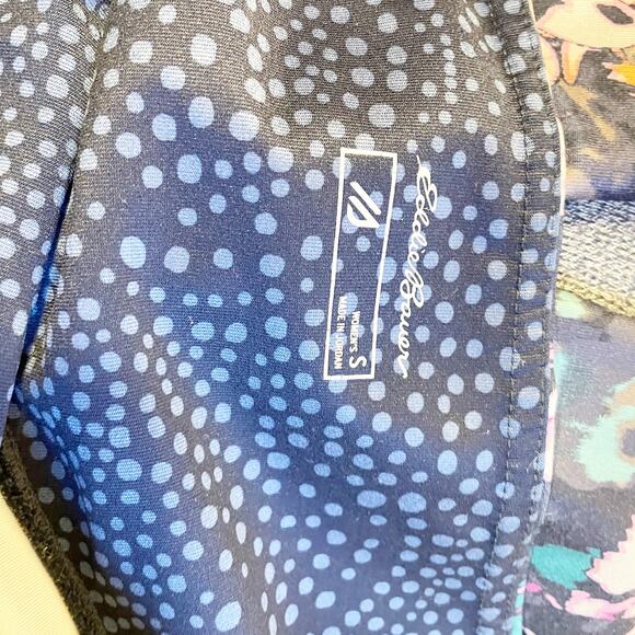 Eddie Bauer Floral Print Cropped High Rise Leggings Blue Pink Size Medium - Picture 3 of 4